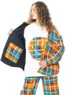 JOSHUAS, bunt karierte Flanelljacke mit Taschen und Smiley