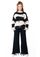 ULI SCHNEIDER, chunky knit flared pants with recycled cotton