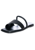 VIC MATIÉ, flache Pantoletten mit Riemen in Schwarz