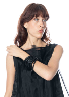 maria calderara, schwarzes Armband aus Kunstlederreifen