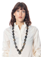 YAEL NADIV, Gliederhalskette OVALS aus Büffelhorn