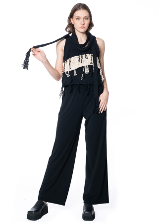 ULI SCHNEIDER, ausgestellte Hose aus Mikrojersey mit Gummibund