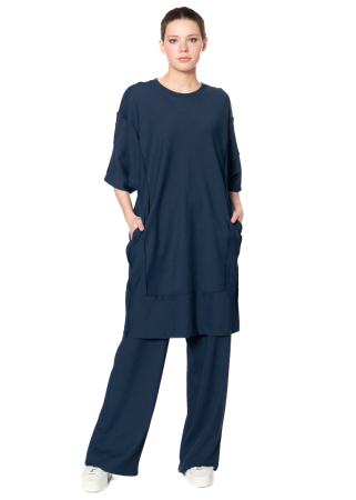 ULI SCHNEIDER, Kleid aus Leinen-Stretch mit Patch-Muster 