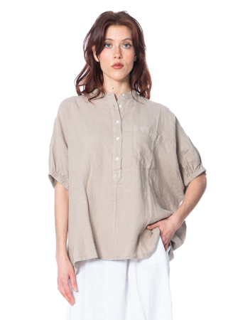 SoSUE, kurzärmelige Bluse COWBOY BUTTON LINEN