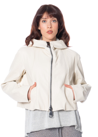 RUNDHOLZ, kurze Lederjacke mit Kapuze 1251481102