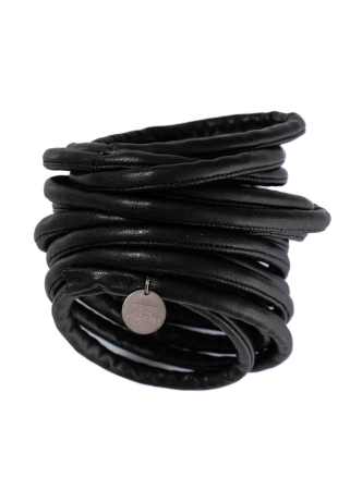 maria calderara, schwarzes Armband aus Kunstlederreifen
