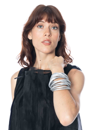 maria calderara, silbernes Armband aus Kunstlederreifen