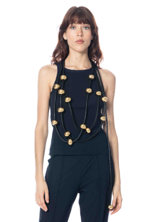 maria calderara, Kunstlederkette mit vergoldeten Perlen