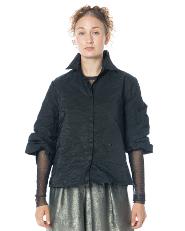 maria calderara, schwarze Metallic-Taftbluse