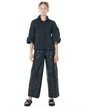 maria calderara, Kunstlederhose im Crinkle-Look
