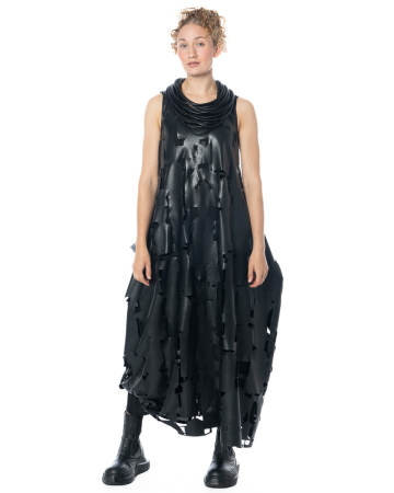 maria calderara, Kunstlederkleid mit Laser-Cut-Outs
