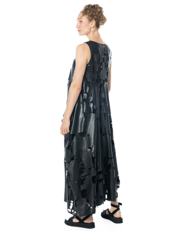maria calderara, Kunstlederkleid mit Laser-Cut-Outs
