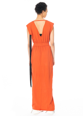 DRKSHDW by Rick Owens, langes Baumwollkleid mit V-Ausschnitt in Orange