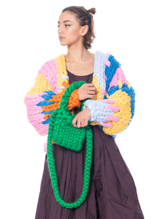 HOPE MACAULAY, Smaragdgrüne Crossbody-Stricktasche