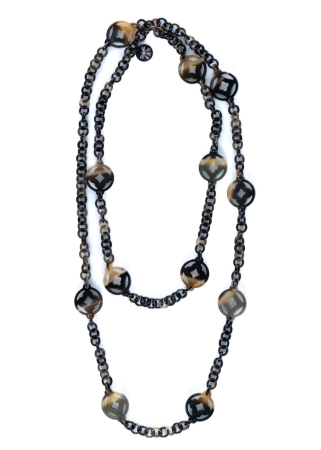 YAEL NADIV, lange Halskette EMMA aus Büffelhorn