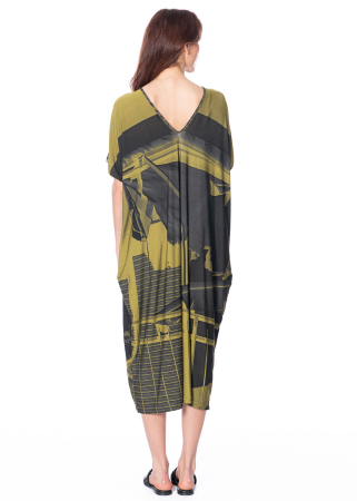 BARBARA BOLOGNA, bedrucktes Kleid mit V-Ausschnitt