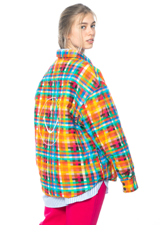 JOSHUAS, bunt karierte Flanelljacke mit Taschen und Smiley 