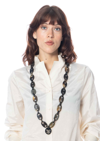 YAEL NADIV, Gliederhalskette OVALS aus Büffelhorn