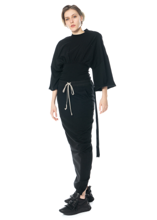 DRKSHDW by Rick Owens, langer, geraffter Baumwollrock mit Kordelzug
