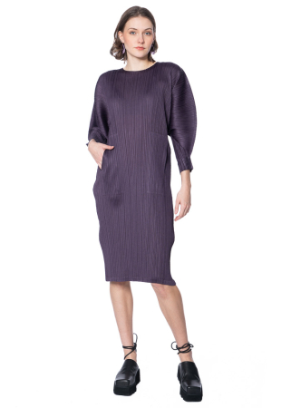 PLEATS PLEASE ISSEY MIYAKE, Kleid mit Ballonärmeln NOVEMBER dark purple