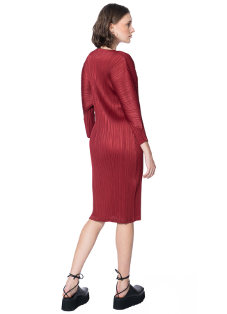 PLEATS PLEASE ISSEY MIYAKE, Kleid mit Ballonärmeln NOVEMBER carmine