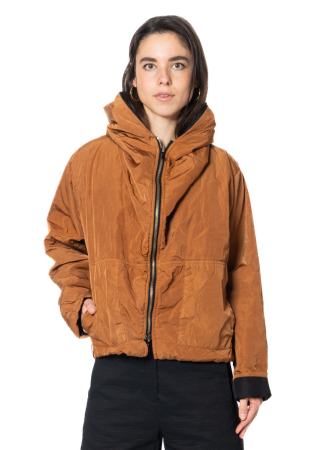 KIMONORAIN, kurze Regenjacke mit Kapuze in Farbe Terracotta