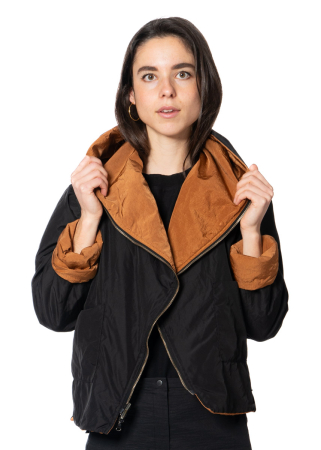 KIMONORAIN, kurze Regenjacke mit Kapuze in Farbe Terracotta