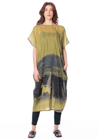 BARBARA BOLOGNA, bedrucktes LL Kleid mit V-Ausschnitt