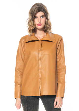 annette görtz, Lederbluse So mit hohem Kragen